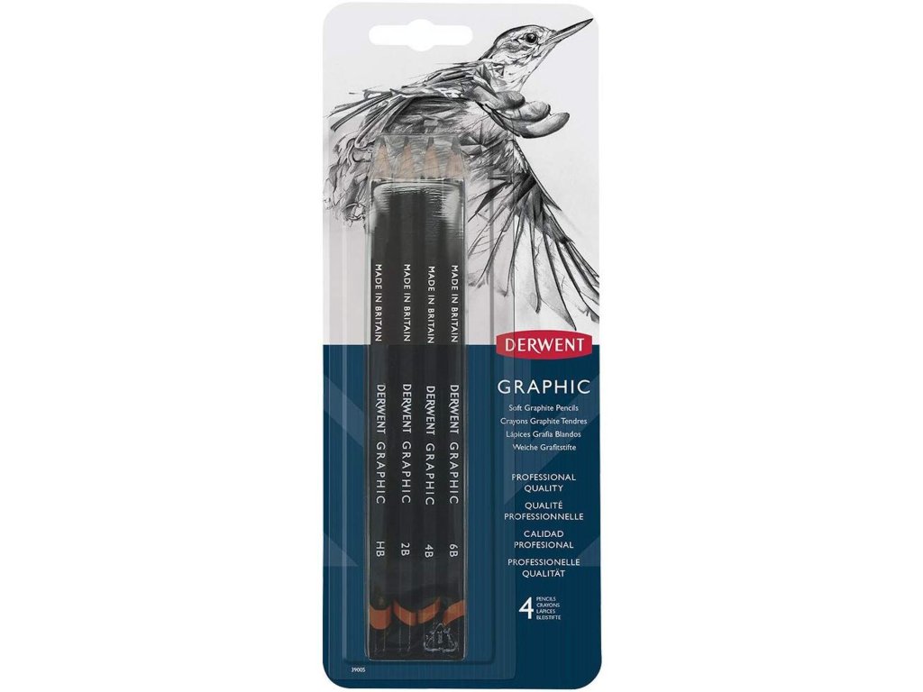 Sada grafitových tužek Derwent Graphic Soft 4 ks v blisteru