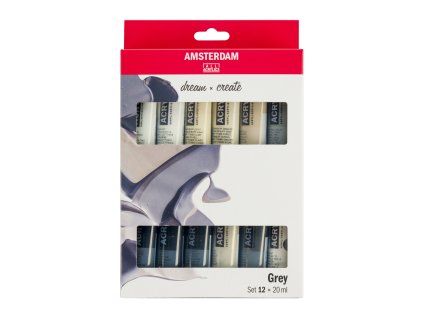 Sada akrylových barev Amsterdam Standard Grey 12 x 20 ml