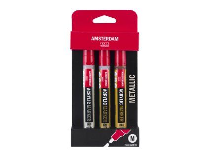 Sada akrylových fixů Amsterdam vel. M (4mm), metalické odstíny