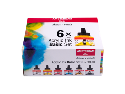 Sada akrylových inkoustů Amsterdam základní odstíny 6 x 30 ml