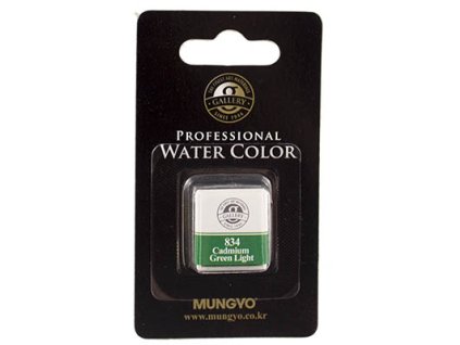 Akvarelová barva v půlpánvičce Mungyo - 834 Cadmium Green Light