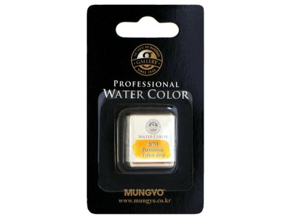 Akvarelová barva v půlpánvičce Mungyo - 870 Permanent Yellow Deep