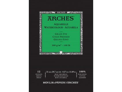 Skicár Arches Aquarelle v lepenej väzbe A4, Cold Pressed, 300 g/m², 12 listov