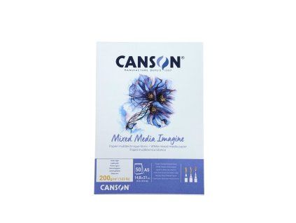 Skicák Canson Mixed Media Imagine v lepené vazbě A5, 200 g/m², 50 listů