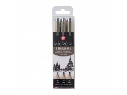 Sakura Pigma Micron Fineliners Sada 3 technických fixů (08, 10, 12)