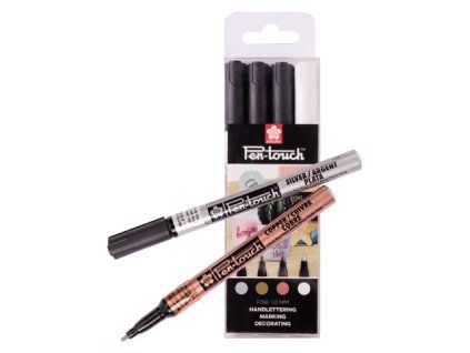 Sada alkoholových fixů Pen Touch Sakura Fine 1,0 mm - Metallic, 4 ks