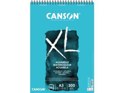 Skicák Canson XL Aquarelle v kroužkové vazbě A3, Cold Pressed, 300 g/m², 30 listů