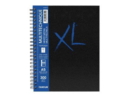 Skicár Canson XL Mixed Media Textured Book v pevnej krúžkovej väzbe A5, 300 g/m², 34 listov