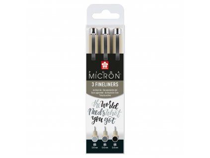 Sakura Pigma Micron Fineliners Sada 3 technických fixů (šedé a černé odstíny)