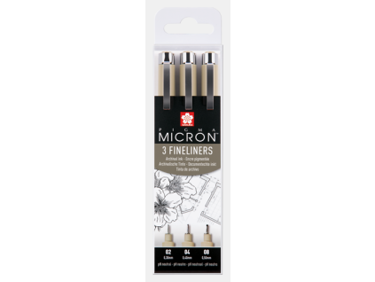 Sakura Pigma Micron Fineliners Sada 3 technických fixů (02, 04, 08)