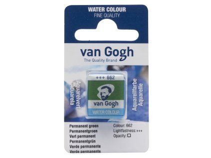 Akvarelová barva v půlpánvičce Van Gogh - 662 Permanent Green