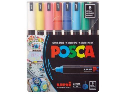 Sada akrylových fixů Posca s kovovým hrotem PC 1MR 0,7 mm, základní odstíny