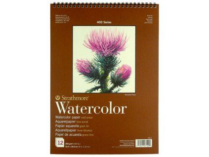 Skicár Strathmore Watercolor v krúžkovej väzbe 22,9 x 30,5 cm, Cold Pressed, 300 g/m², 12 listov