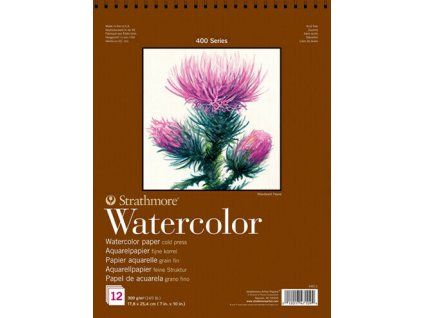 Skicár Strathmore Watercolor v krúžkovej väzbe 17,8 x 25,4 cm, Cold Pressed, 300 g/m², 12 listov
