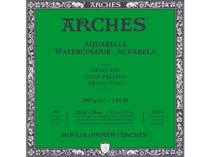 Arches Skicák v lepené vazbě 20 x 20 cm, 300g, 20 listů, CP