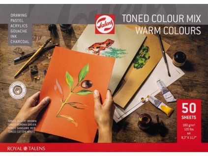 Skicár Talens Toned Colour Mix teplé odtiene v lepenej väzbe A4, 180 g/m², 50 listov