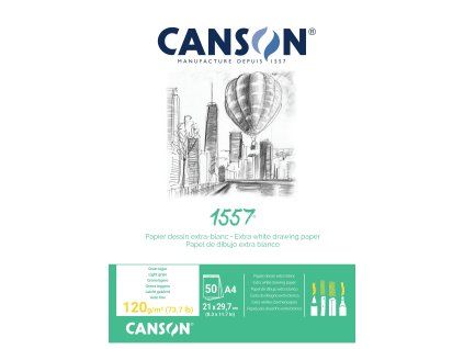 Canson 1557 Sketch Skicák extra biely v lepenej väzbe A4, 120g, 50 listov