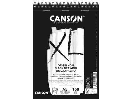 Canson XL Dessin Noir Skicák v kroužkové vazbě A5, 150g, 20 listů