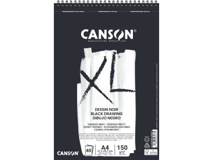Skicár Canson XL Dessin Noir v krúžkovej väzbe A4, 150 g/m², 40 listov