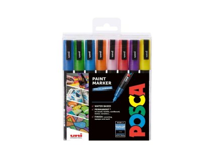 Sada akrylových fixů Posca PC 3M 0,9 1,3 mm, třpytivé odstíny 8 ks