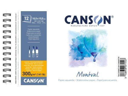 Skicár Canson Montval v krúžkovej väzbe 10,5 x 15,5 cm, Cold Pressed, 300 g/m², 12 listov
