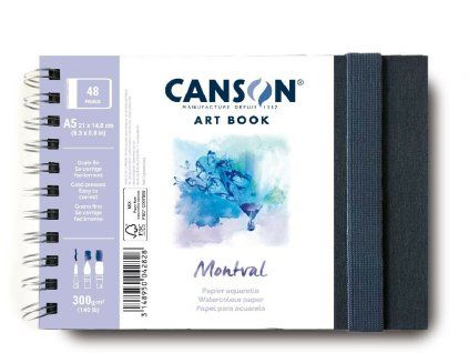 Skicák Canson Art Book Montval v pevné kroužkové vazbě A5, Cold Pressed, 300 g/m², 24 listů