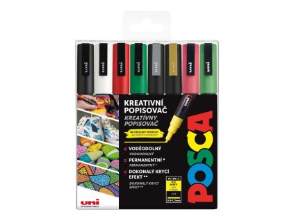 Sada akrylových fixů Posca PC 3M 0,9 1,3 mm, odstíny Christmas, 8 ks