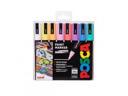 Sada akrylových fixů Posca PC 5M 1,8 2,5 mm, pastelové odstíny, 8 ks