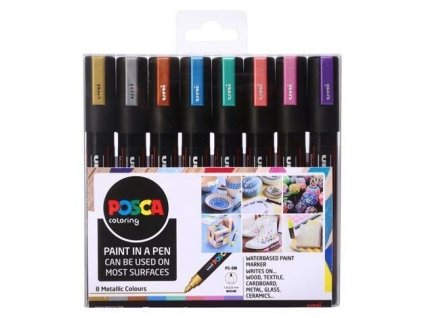 Sada akrylových fixů Posca PC 5M 1,8 2,5 mm, metalické odstíny, 8 ks