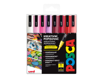 Sada akrylových fixů Posca PC 3M 0,9 1,3 mm, odstíny Love, 8 ks