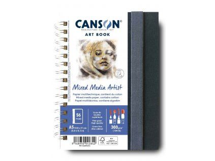 Canson Mixed Media Artist Book v kroužkové vazbě A5 (14,8 x 21), 300g, 28 listů