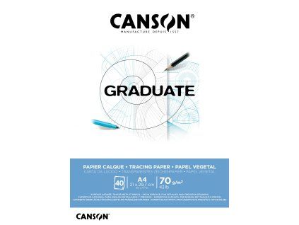 Pauzovací papír Canson Graduate Calque v lepené vazbě A4, 70 g/m², 40 listů