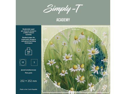 Simply T Skicák pro akvarel v lepené vazbě 25,2 x 25,2 cm FG, 300g, 15 listů