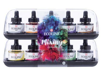Sada akvarelových inkoustů Ecoline 10 x 30 ml pro míchání