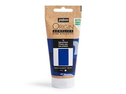 Akrylová barva Pébéo Origin Acrylics - 19 Primary Cyan (Objem 60 ml)