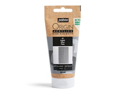 Akrylová barva Pébéo Origin Acrylics - 42 Silver (Objem 60 ml)