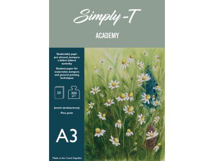 Simply T Skicák pro akvarel v lepené vazbě A3 FG, 300g, 20 listů