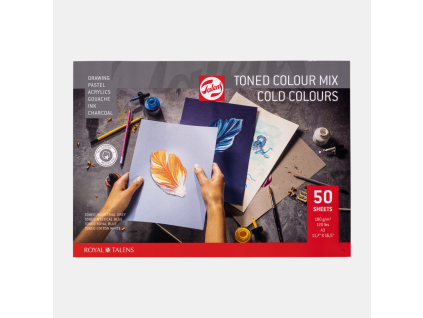 Skicák Talens Toned Colour Mix studené odstíny v lepené vazbě A3, 180 g/m², 50 listů
