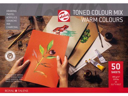 Skicár Talens Toned Colour Mix teplé odtiene v lepenej väzbe A3, 180 g/m², 50 listov