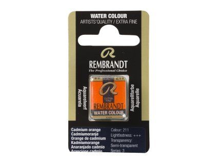 Akvarelová barva v půlpánvičce Rembrandt - 211 Cadmium Orange
