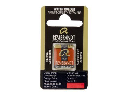Akvarelová barva v půlpánvičce Rembrandt - 229 Quinacridone Orange