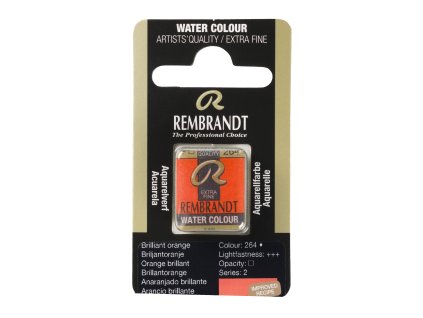 Akvarelová barva v půlpánvičce Rembrandt - 264 Brilliant Orange