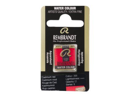 Akvarelová barva v půlpánvičce Rembrandt - 305 Cadmium Red