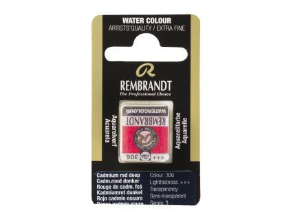 Akvarelová barva v půlpánvičce Rembrandt - 306 Cadmium Red Deep