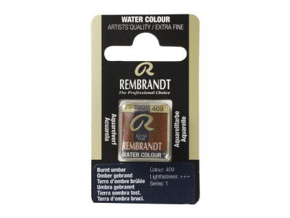 Akvarelová barva v půlpánvičce Rembrandt - 409 Burnt Umber