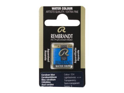 Akvarelová barva v půlpánvičce Rembrandt - 534 Cerulean Blue