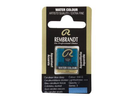 Akvarelová barva v půlpánvičce Rembrandt - 550 Cerulean Blue Deep