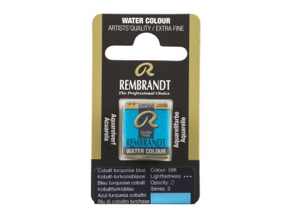 Akvarelová barva v půlpánvičce Rembrandt - 586 Cobalt Turquoise Blue