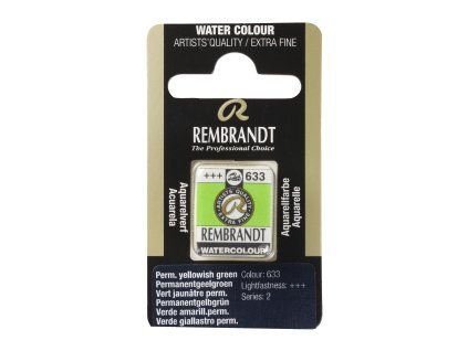 Akvarelová barva v půlpánvičce Rembrandt - 633 Permanent Yellowish Green