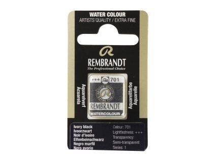 Akvarelová barva v půlpánvičce Rembrandt - 701 Ivory Black